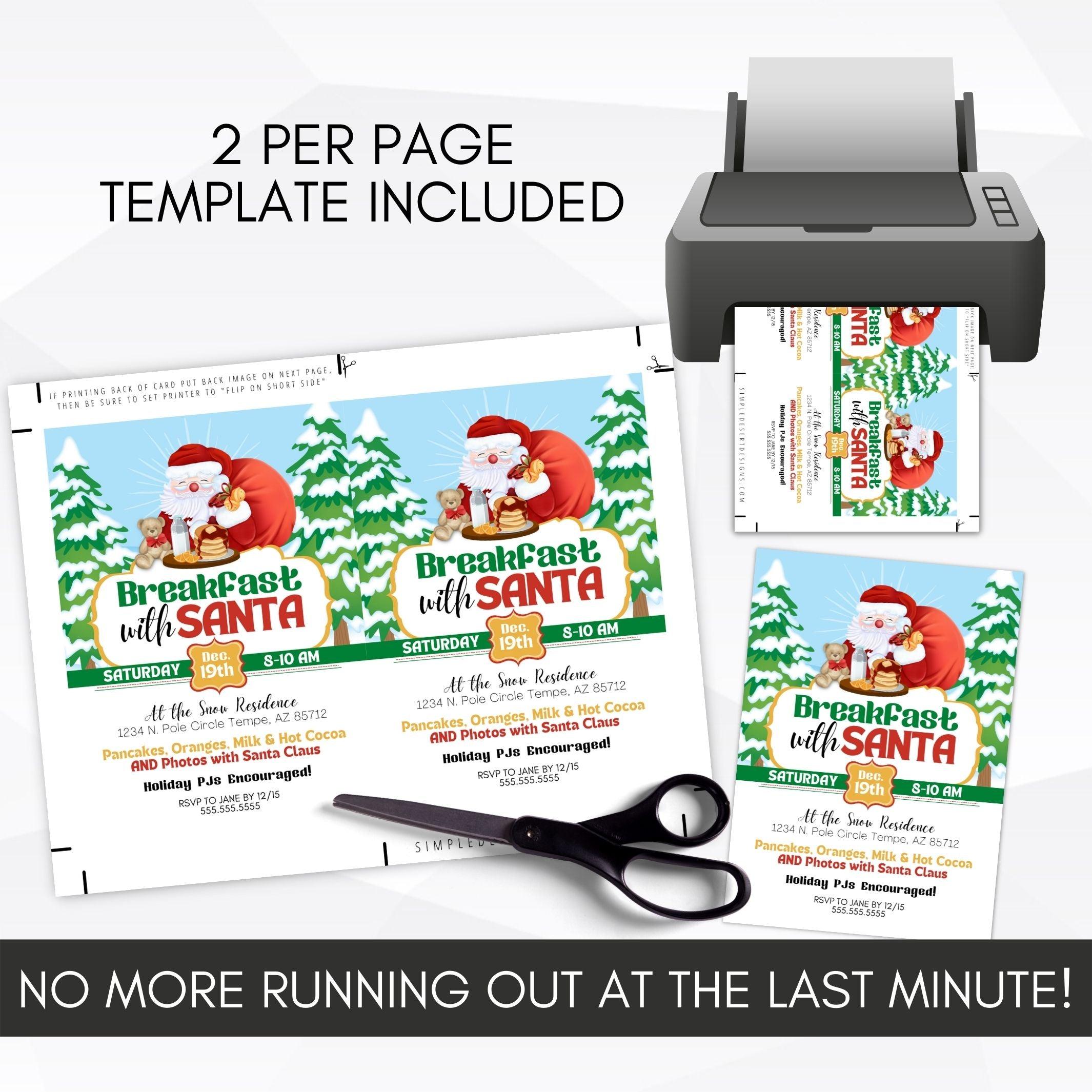 editable breakfast with santa party invite