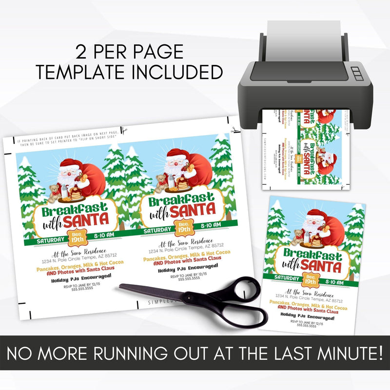 editable breakfast with santa party invite