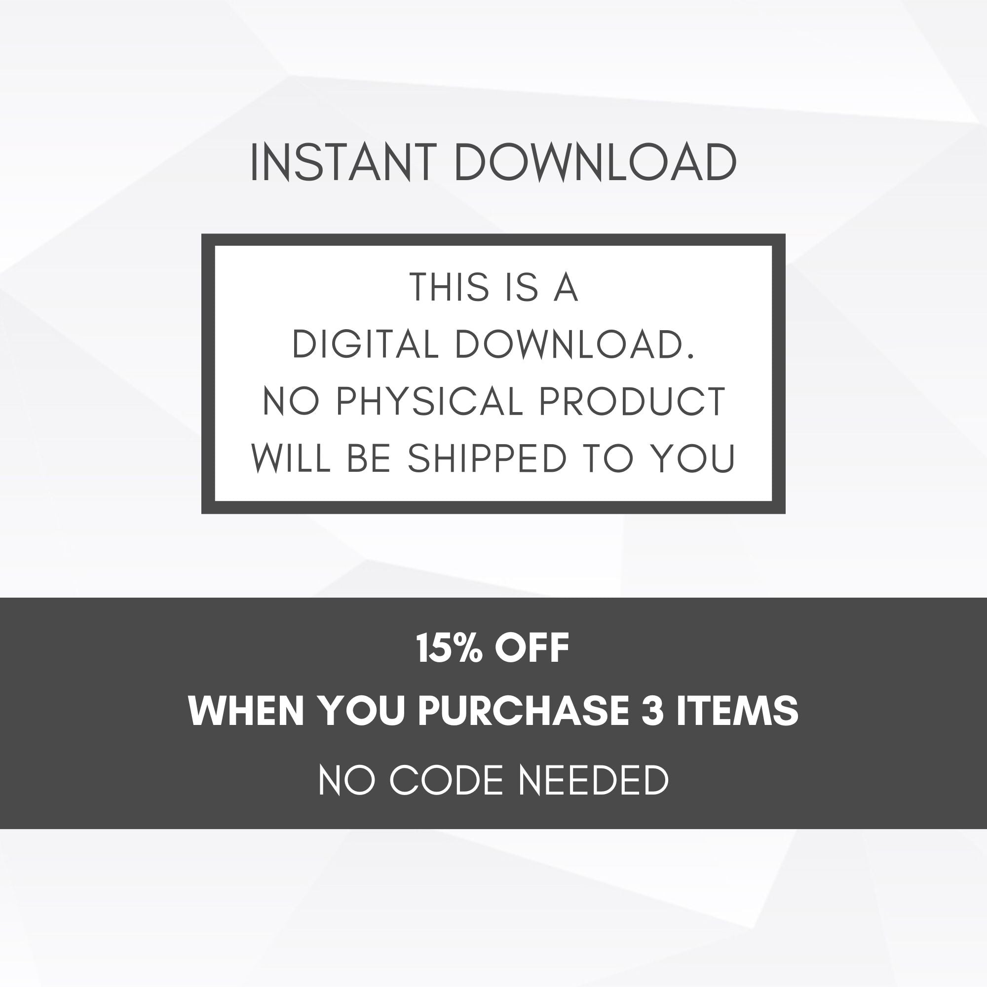 Text indicating digital download availability with promotional offer on a white background
