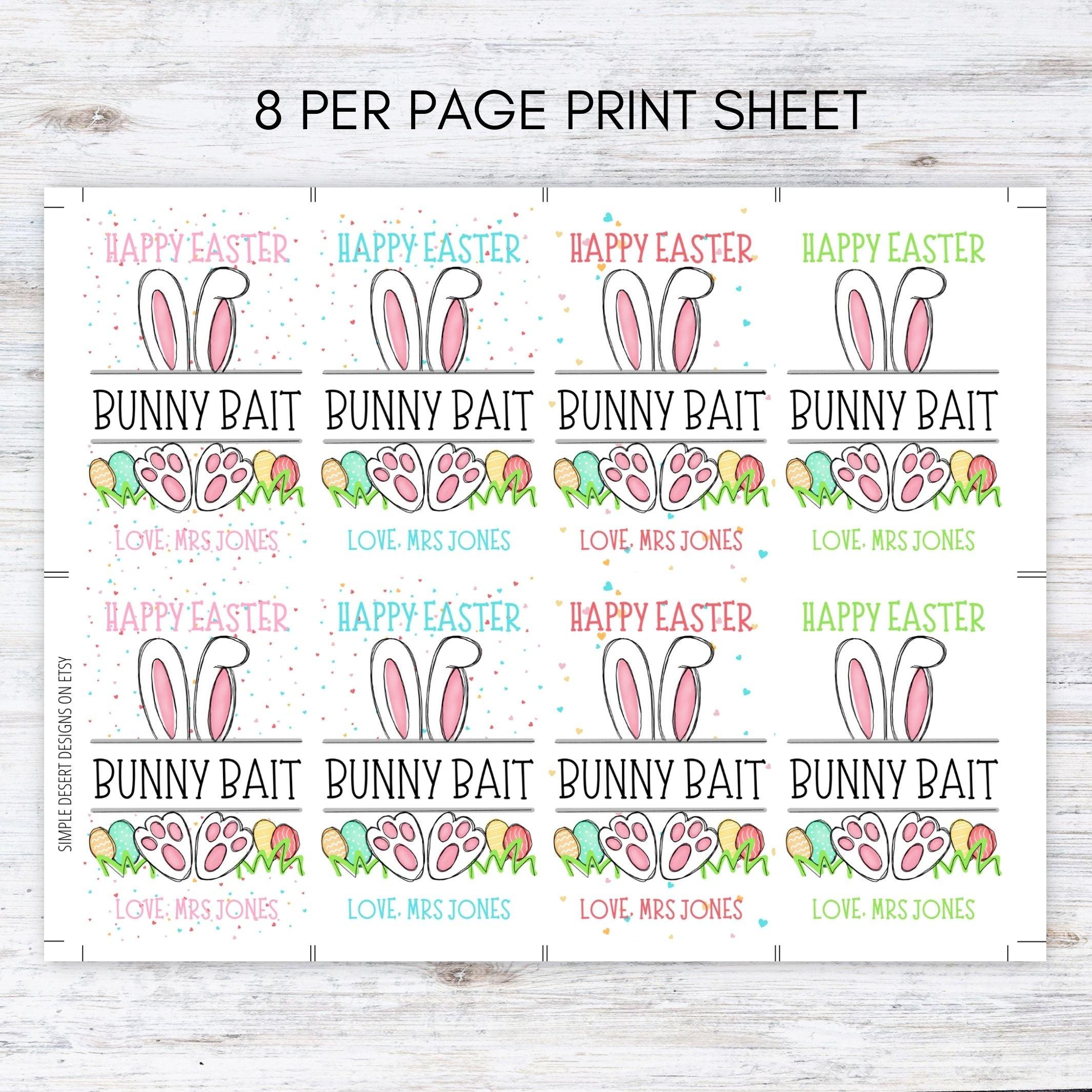 bunny bait egg hunt favor tags bunny food treat bag personalized Easter favor tag