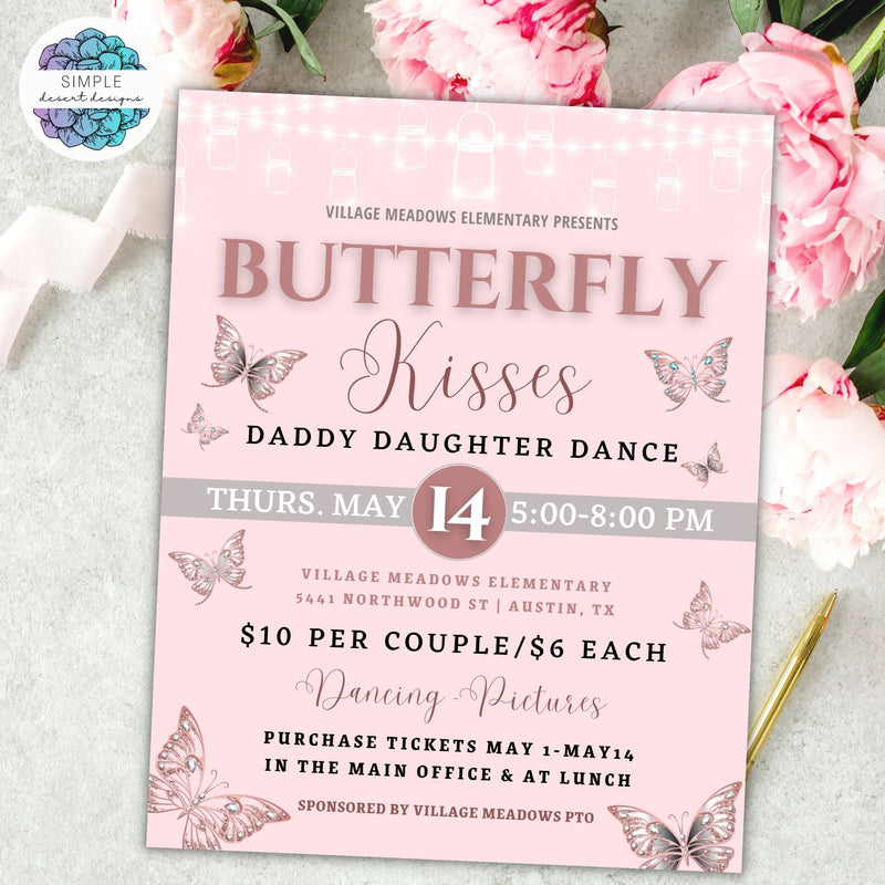 butterfly kisses dance flyer with decorations