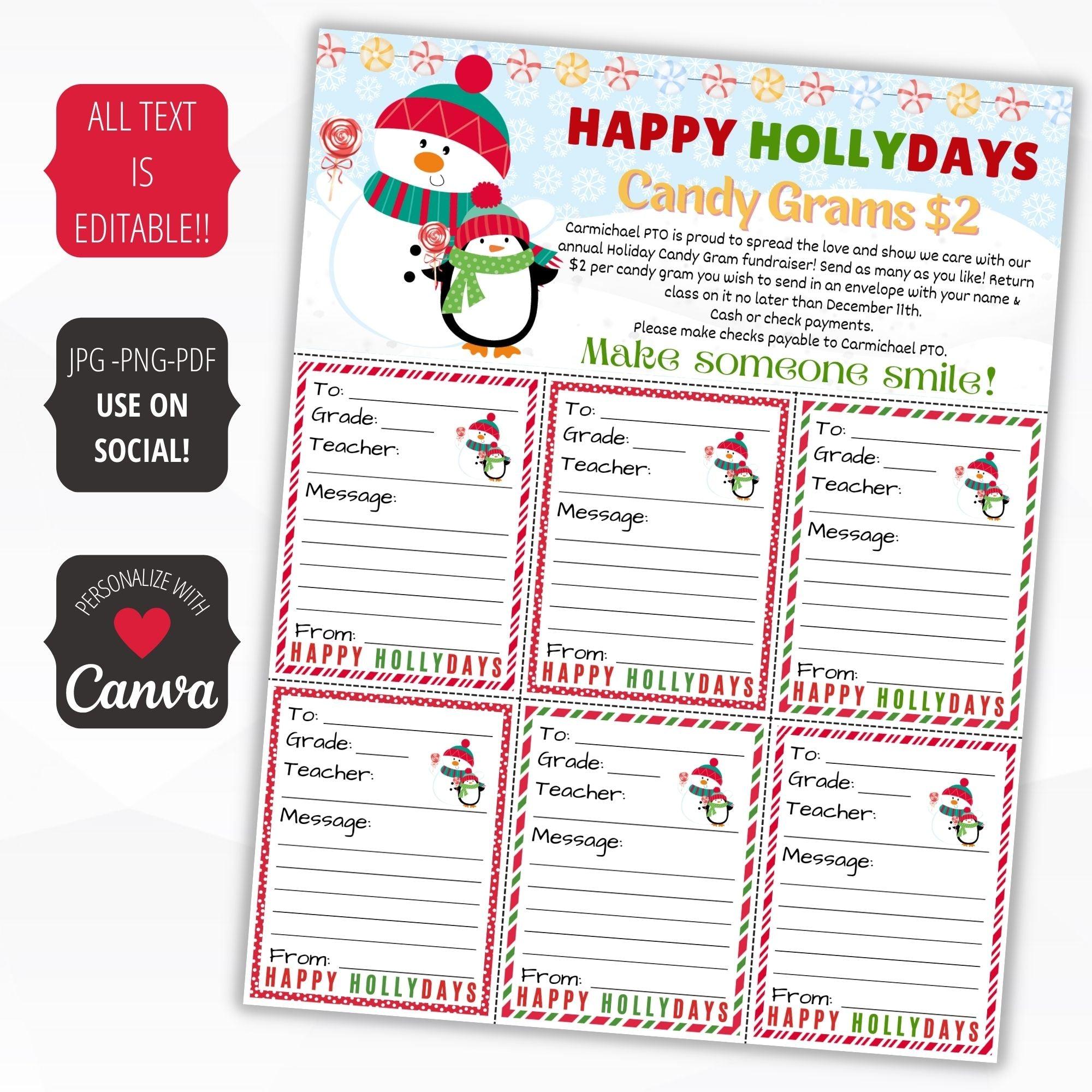school pto pta fundraiser christmas holiday candy grams