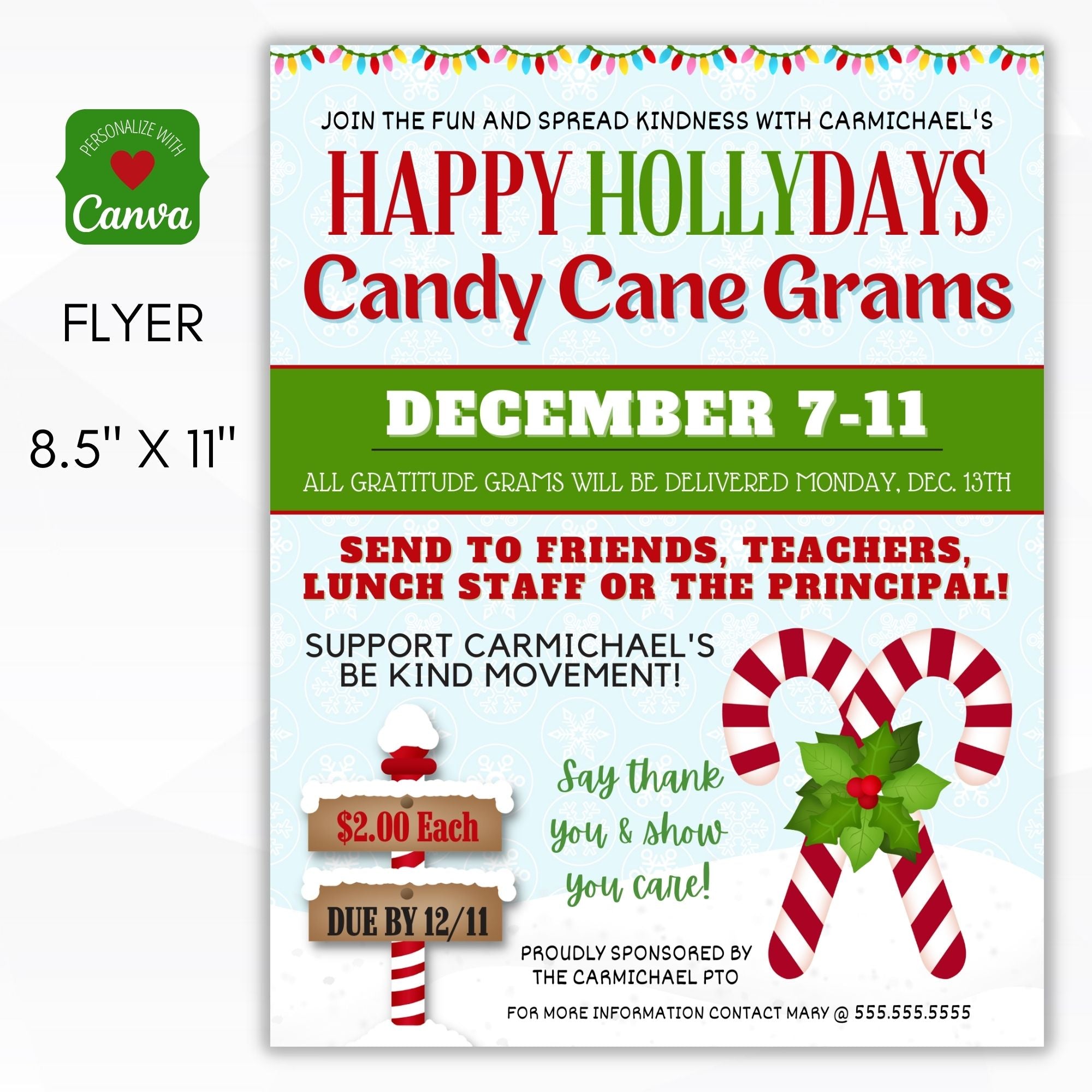 candy cane gram fundraiser flyer