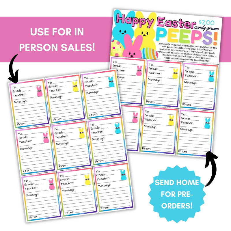 candy gram flyers and sheet for spring fundraiser