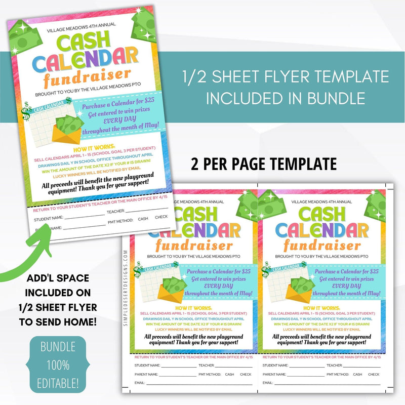 school athletics easy fundraiser idea cash calendar