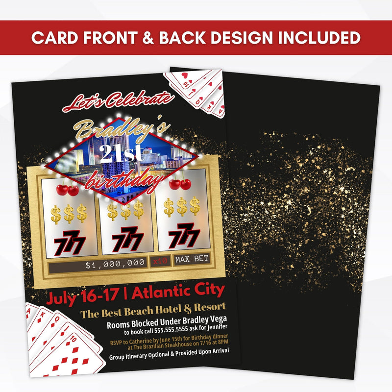 modern elegant casino party invitations
