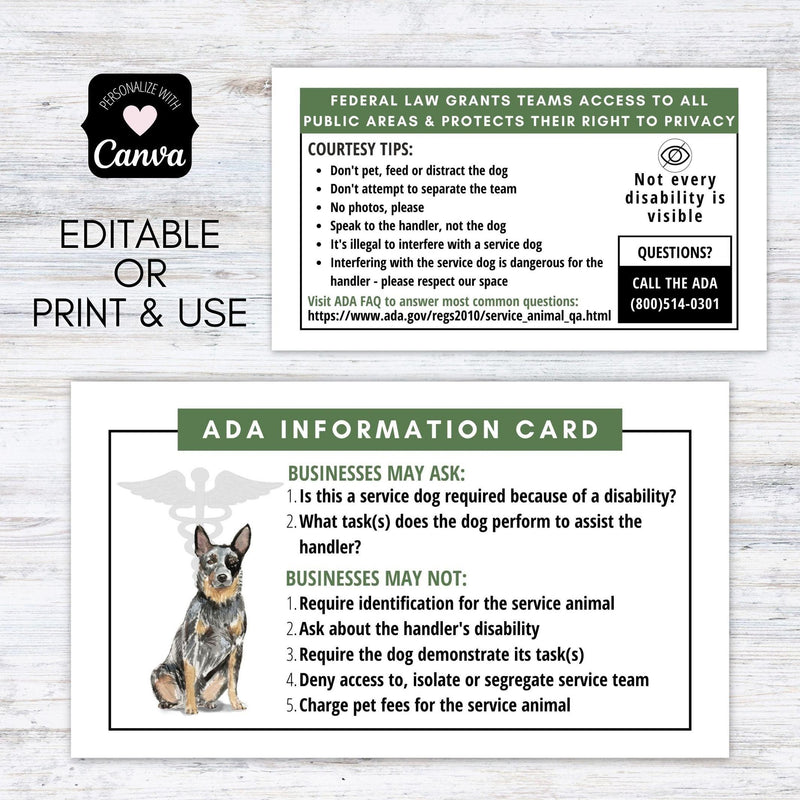 PTSD emotional support dog etiquette card