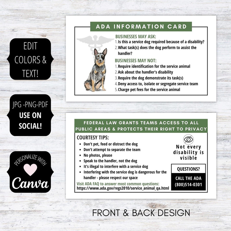 service dog handler ada information card