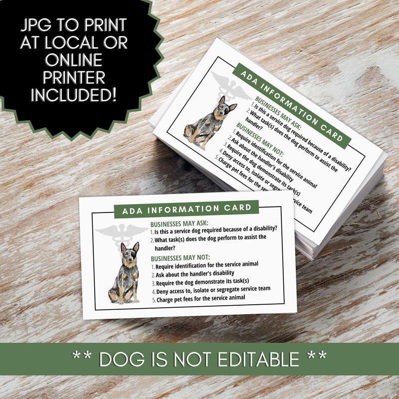 ADA law cards for service dogs and service teams