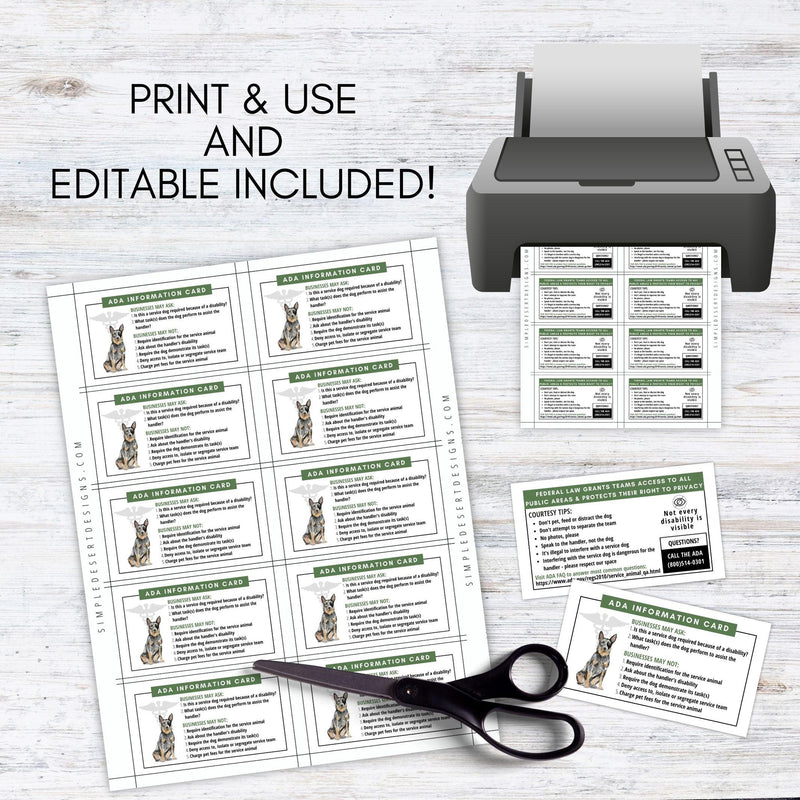 editable custom printable ADA law cards