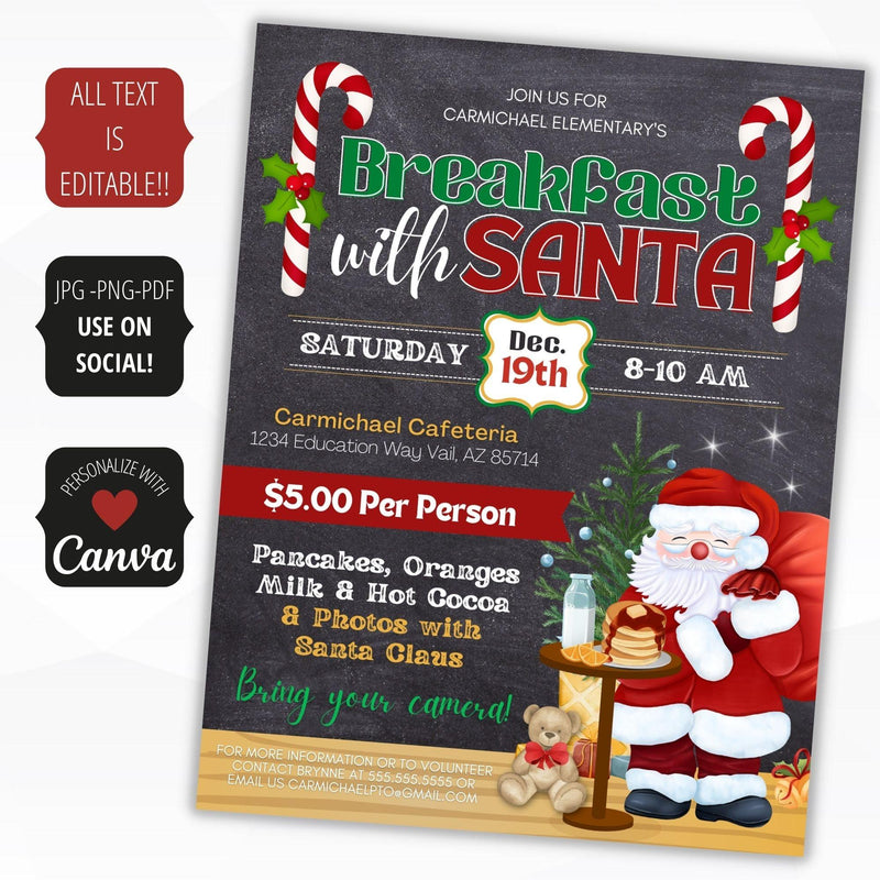 chalkboard breakfast with santa flyer