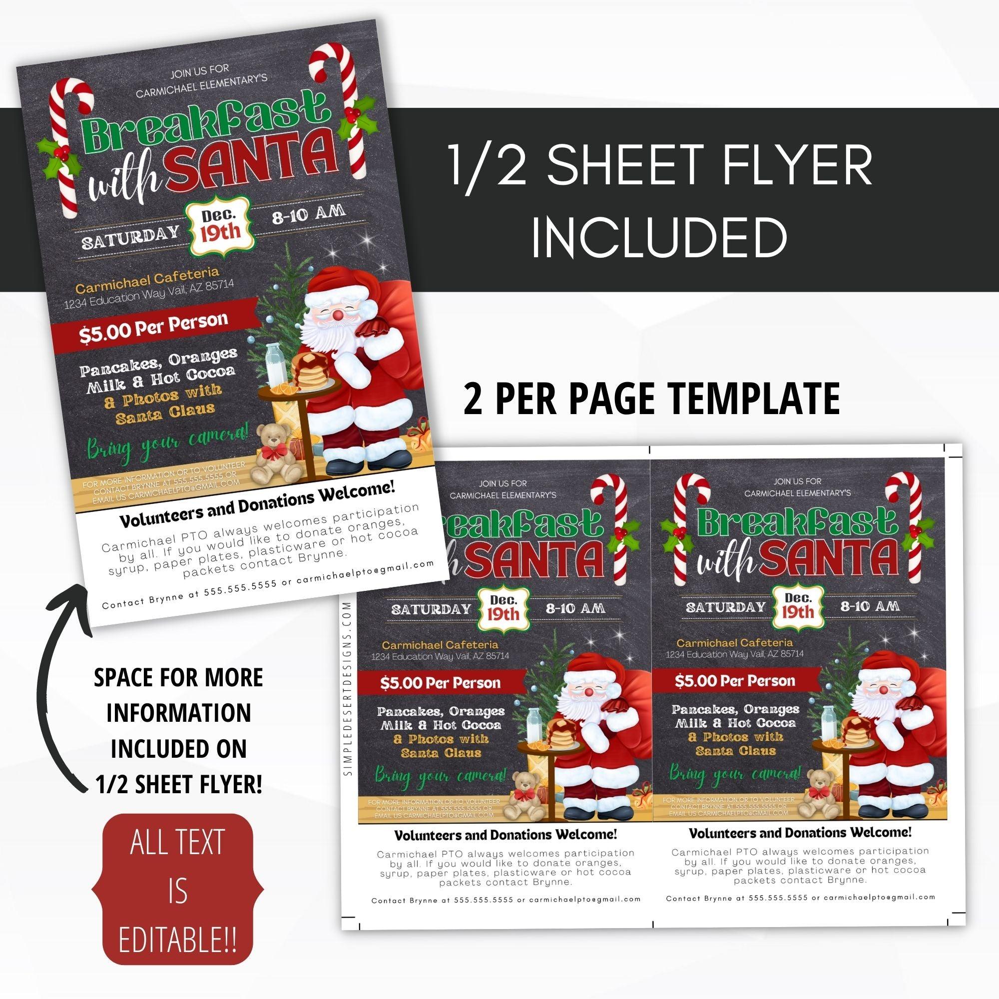 pancakkes with santa invitation flyer