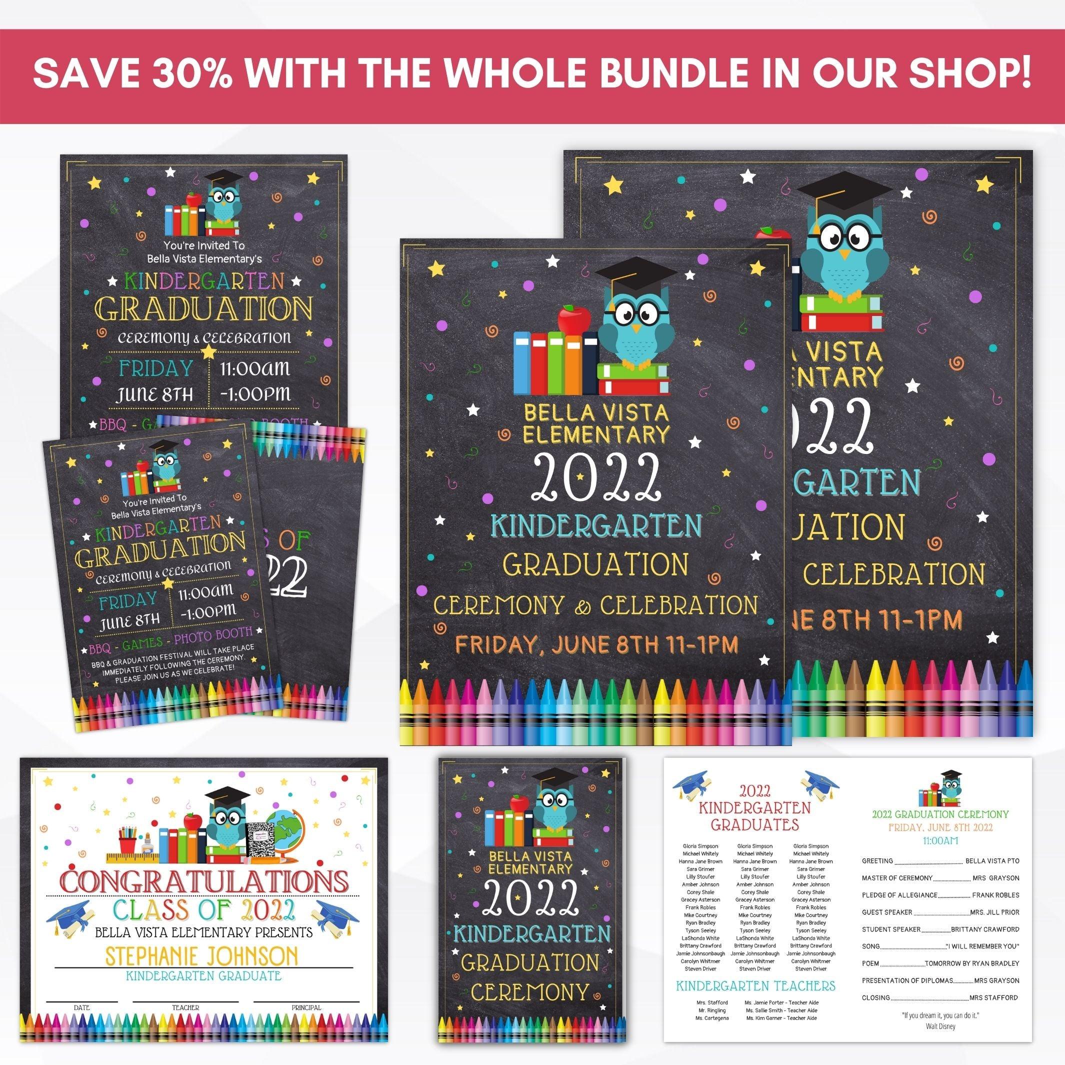 school pto pta ptc graduation ceremony invitation sign program certificate diploma bundle