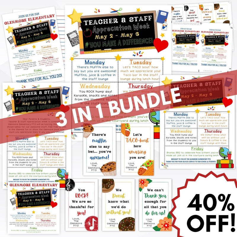 teacher appreciation week invitation sign poster flyer tag set