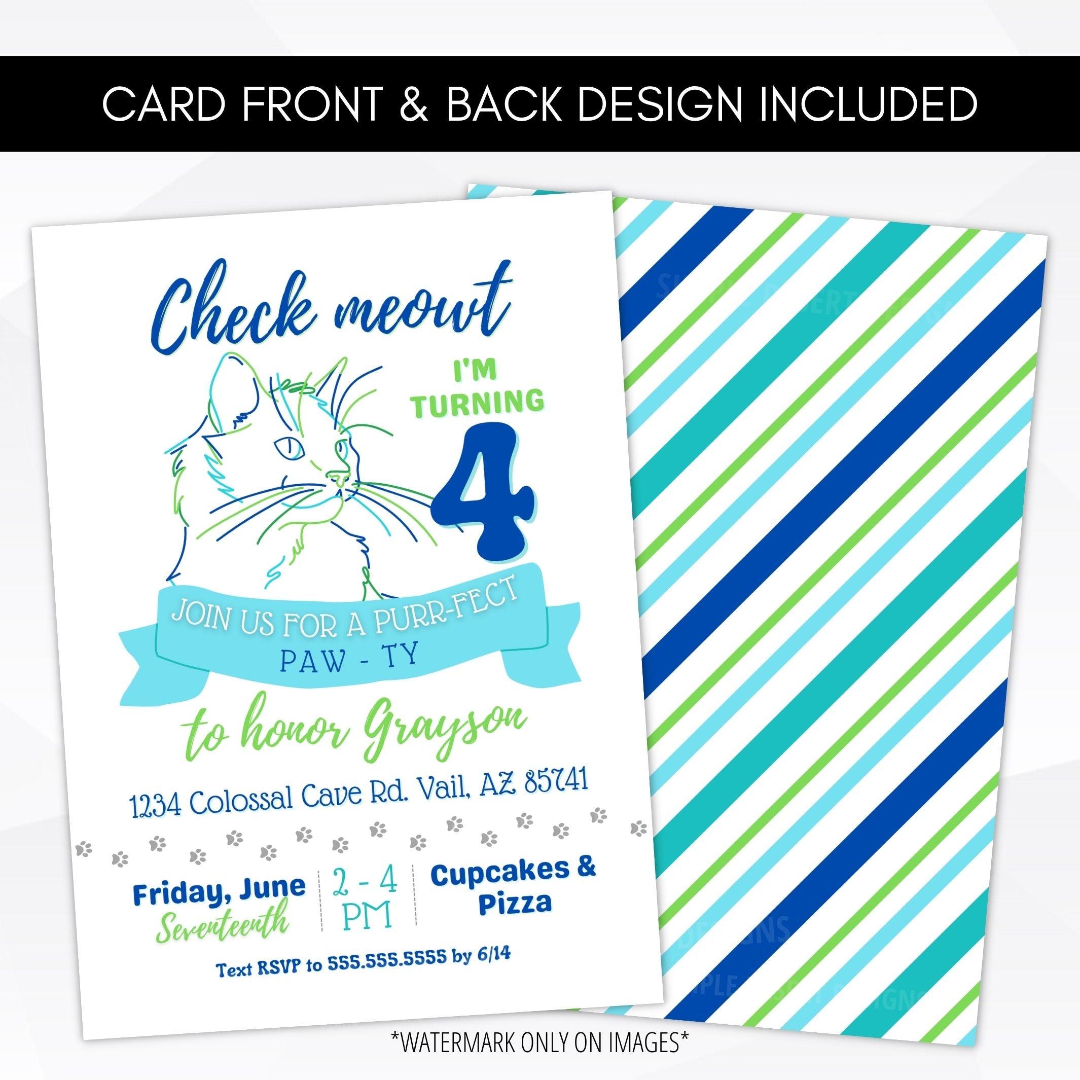 cat birthday party invitation