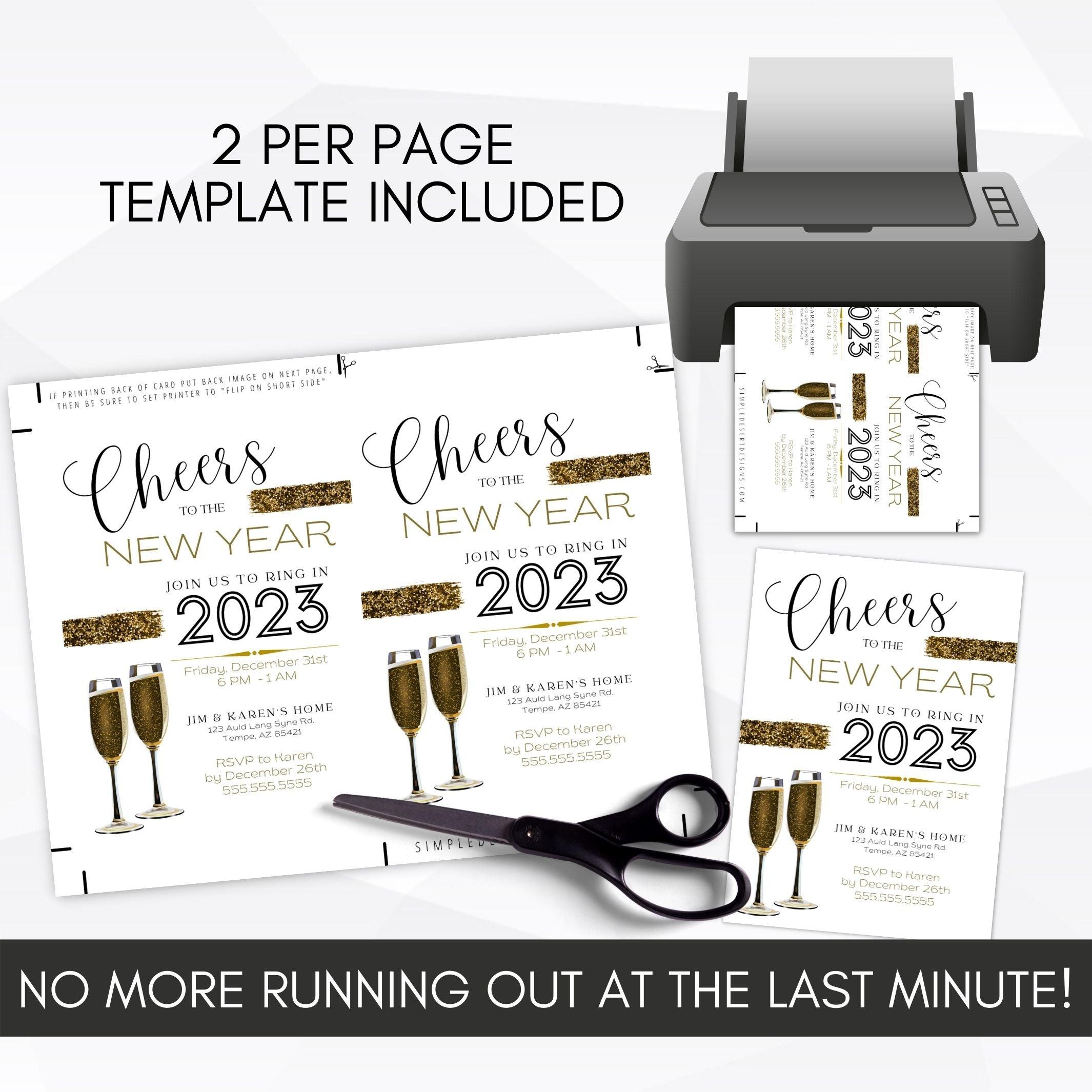 Cheers New Year Party Invitation - Simple Desert Designs