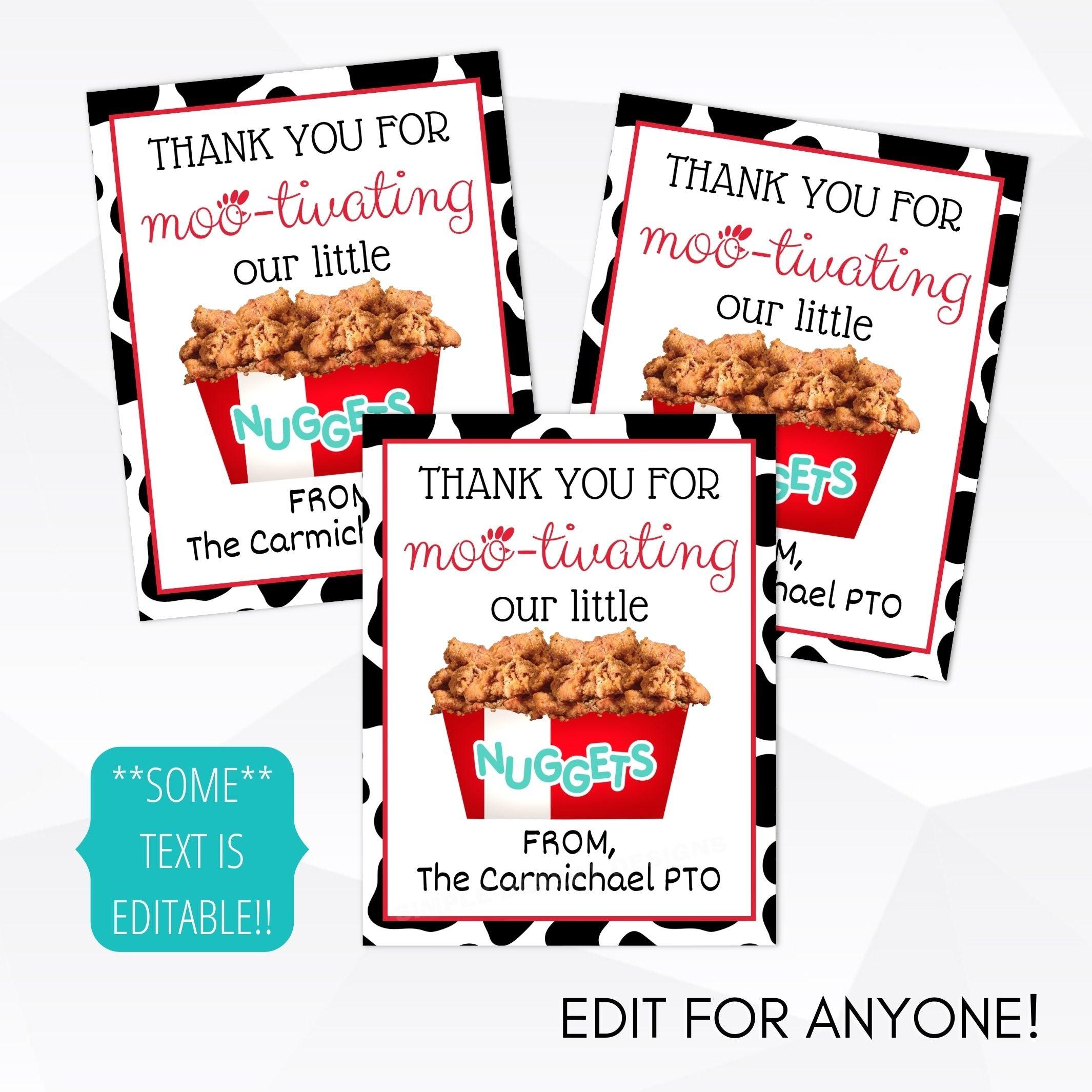 chicken nugget gift tag