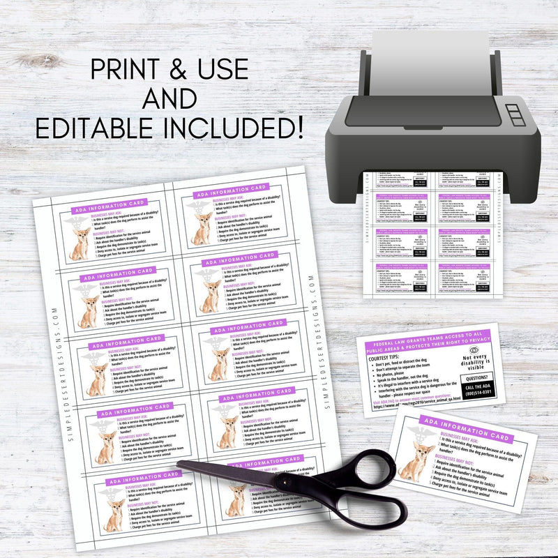 editable custom printable ADA law cards