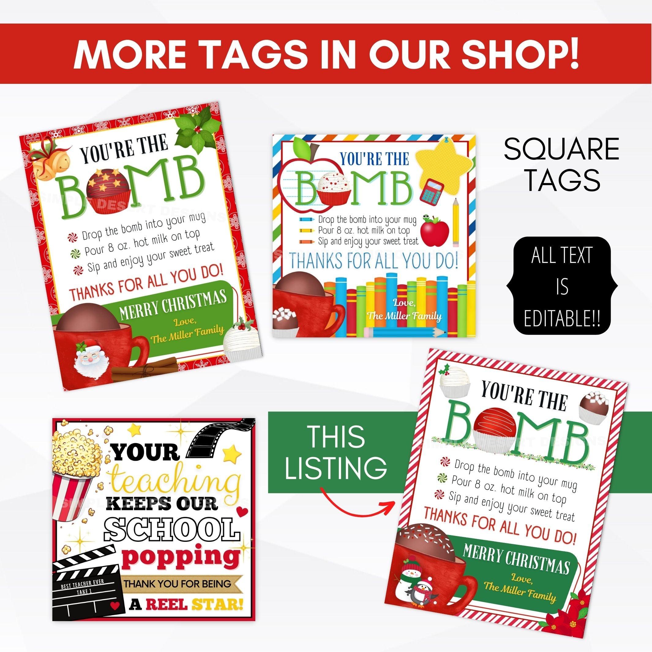 you're the bomb hot cocoa tags