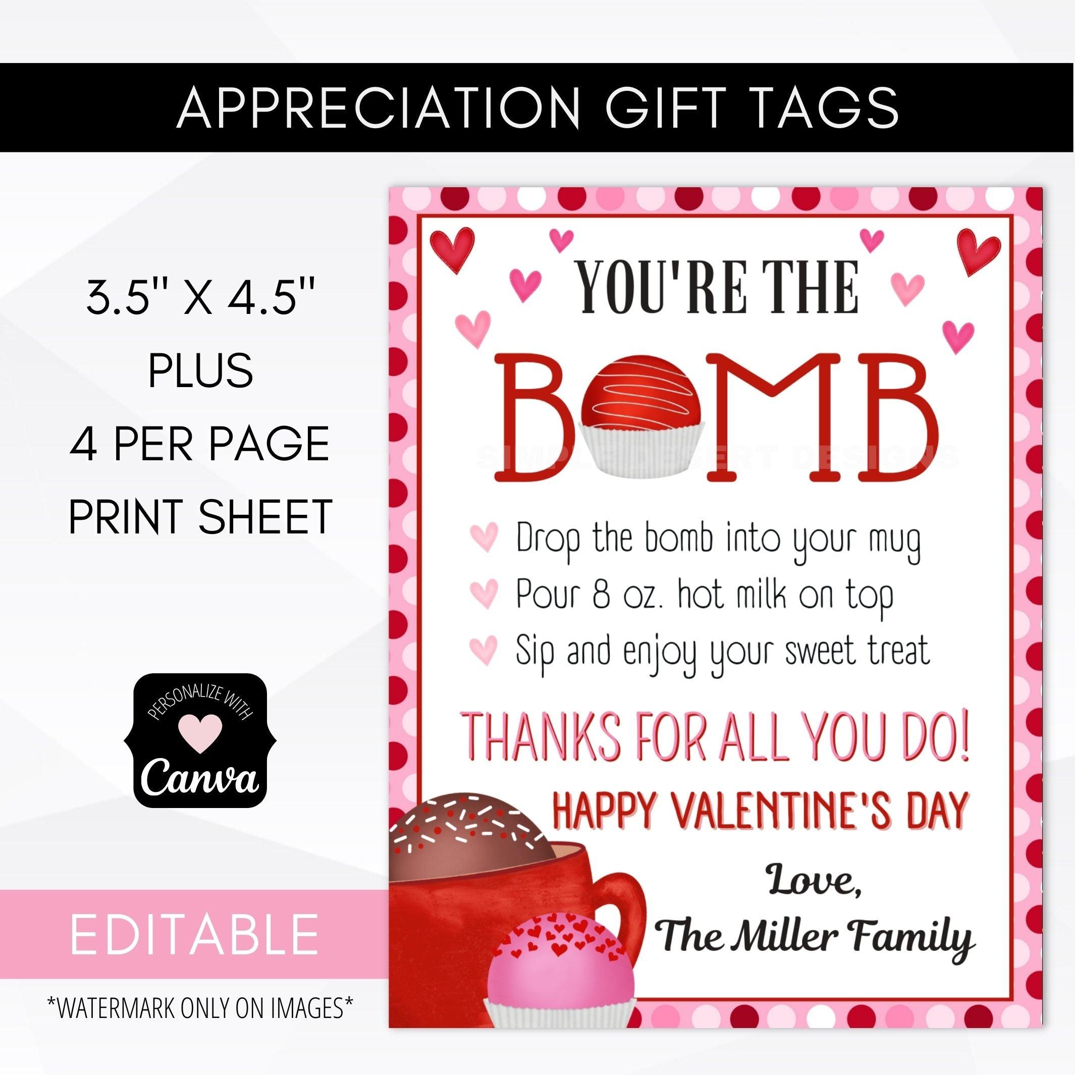 Chocolate Bomb Tags Valentine's Day