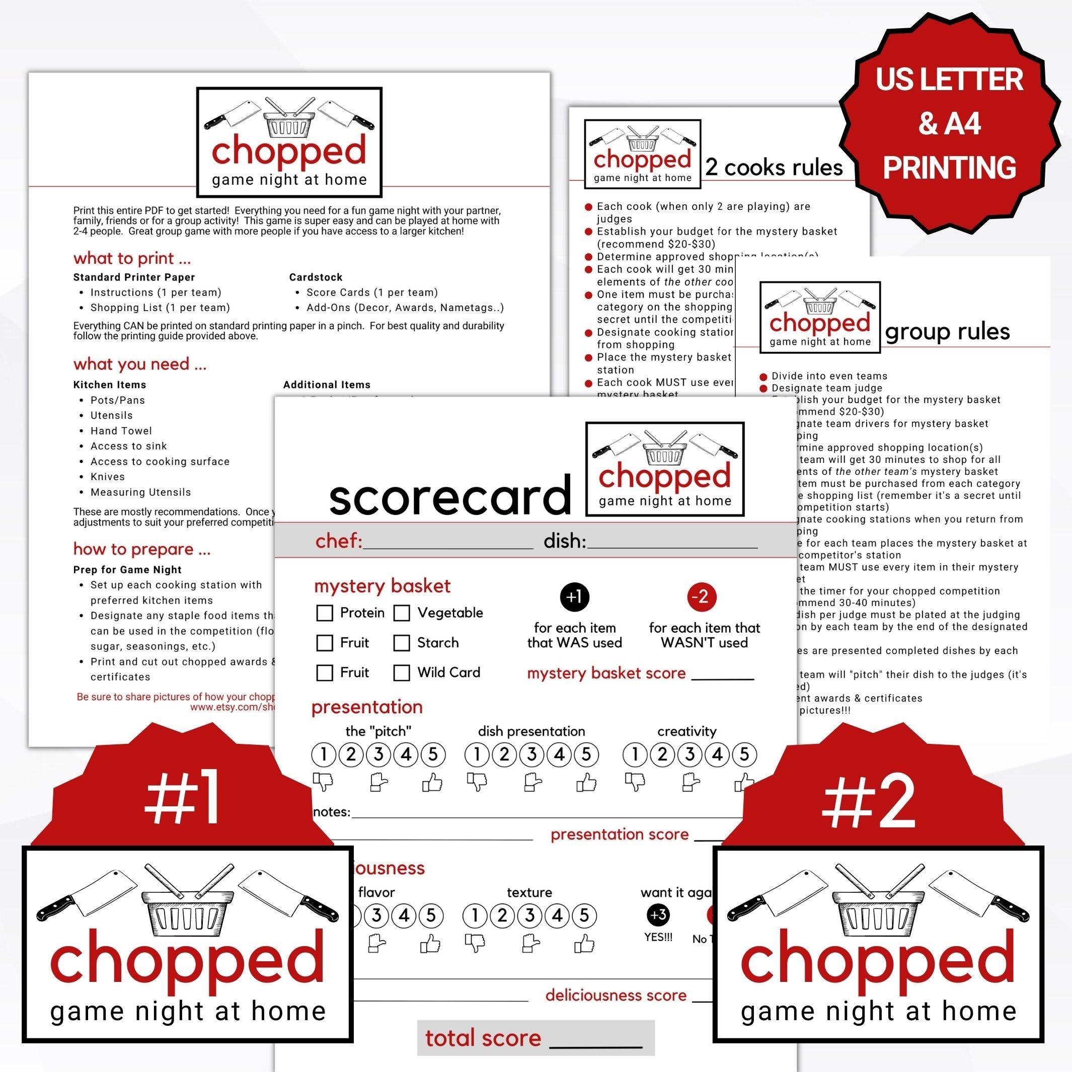 cooking competition game printable