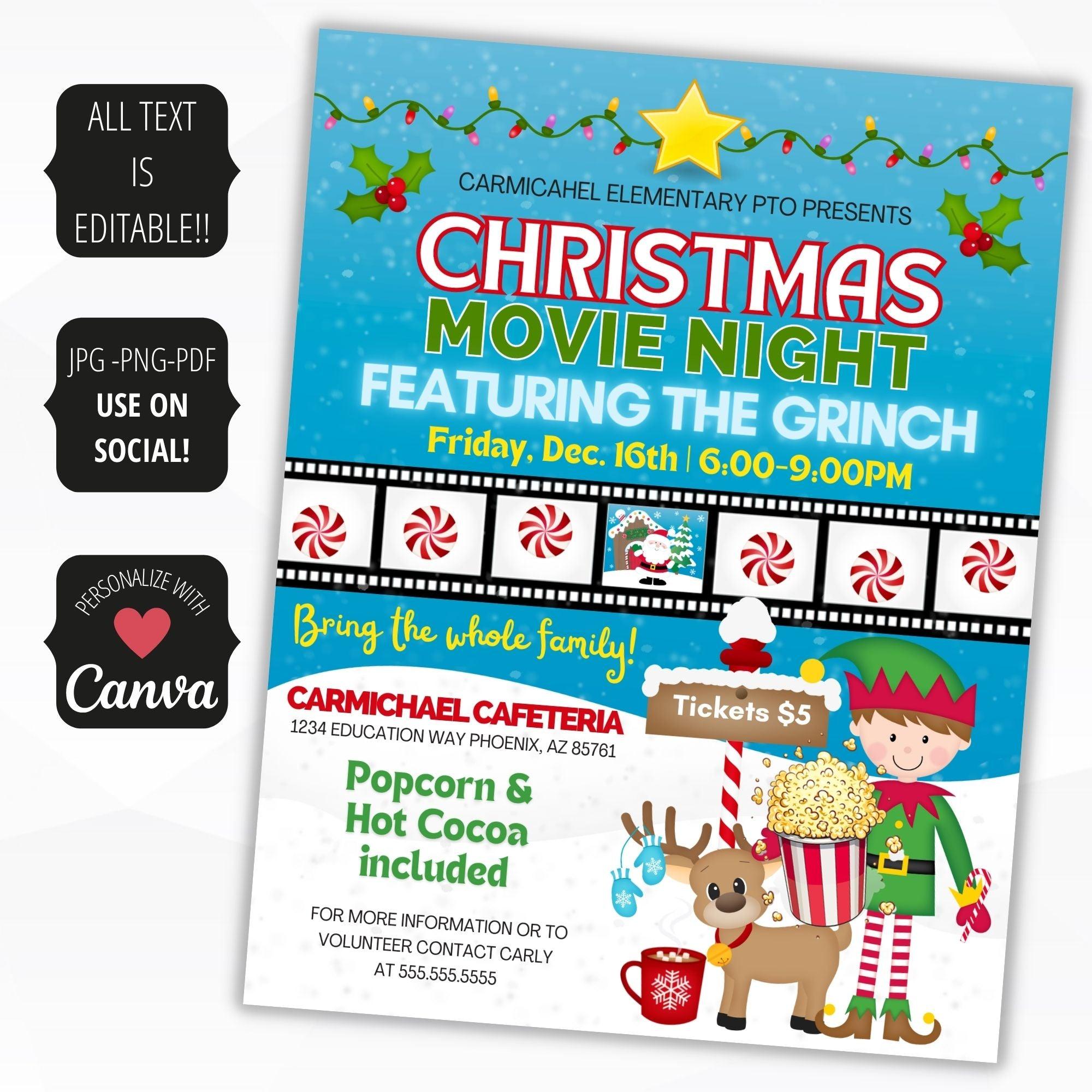 family movie night invitation flyer