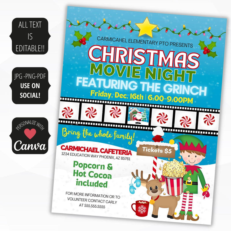 family movie night invitation flyer