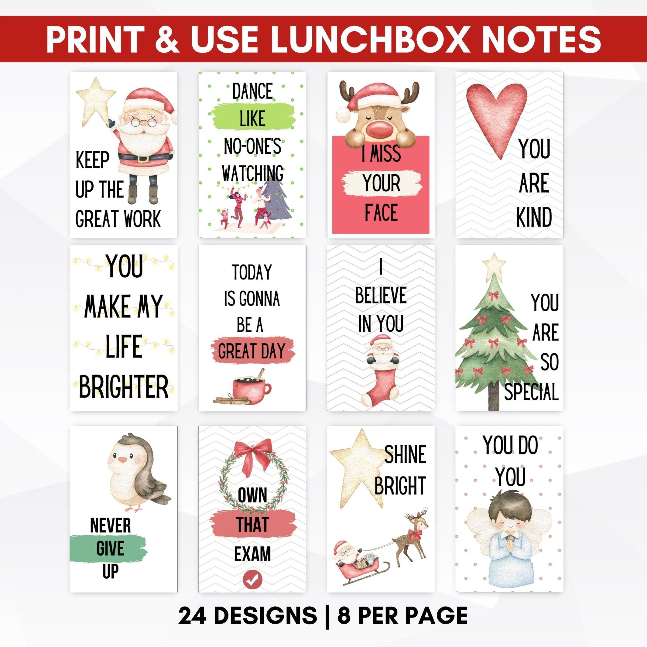 Christmas Printable Lunchbox Notes Simple Desert Designs