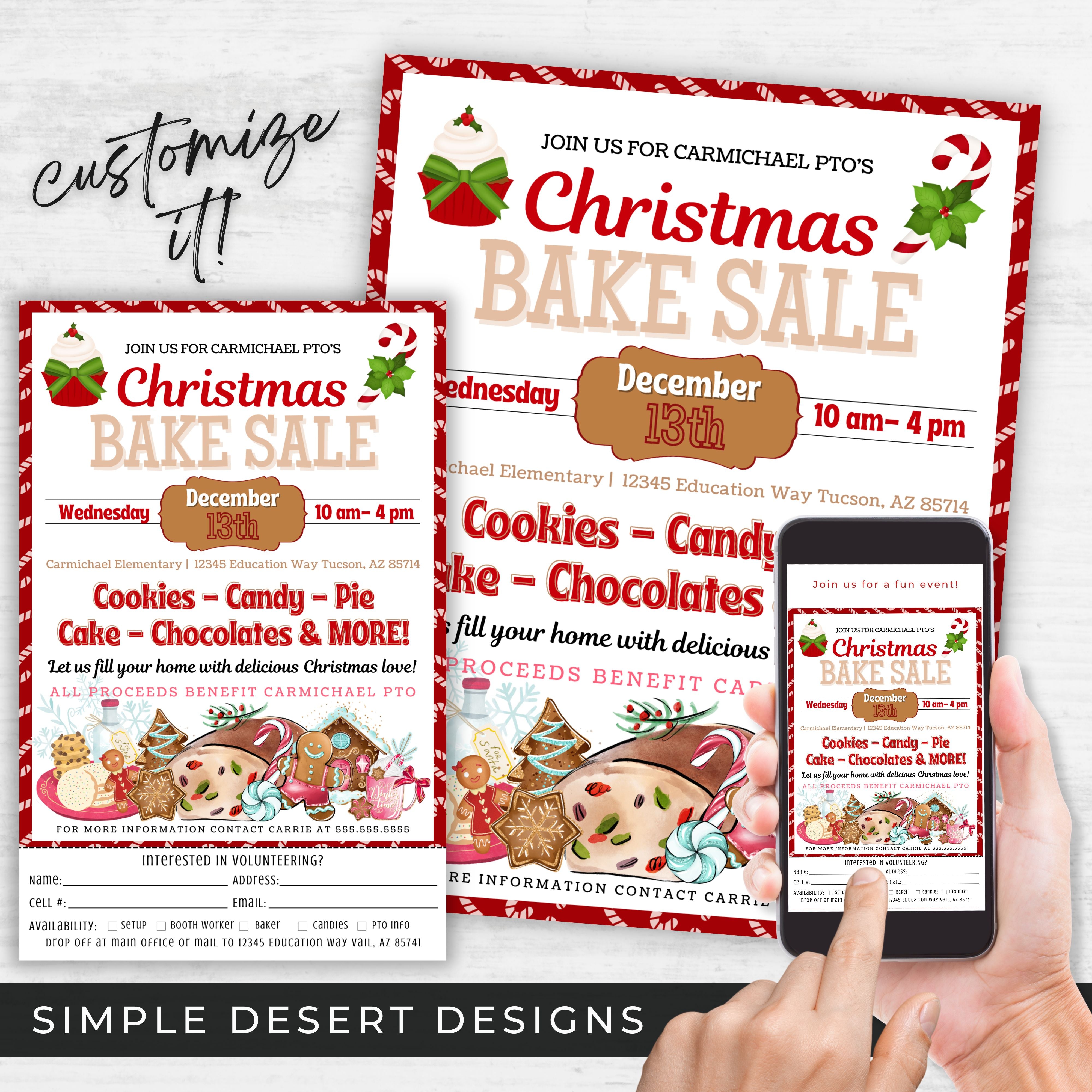 colorful christmas bake sale flyers