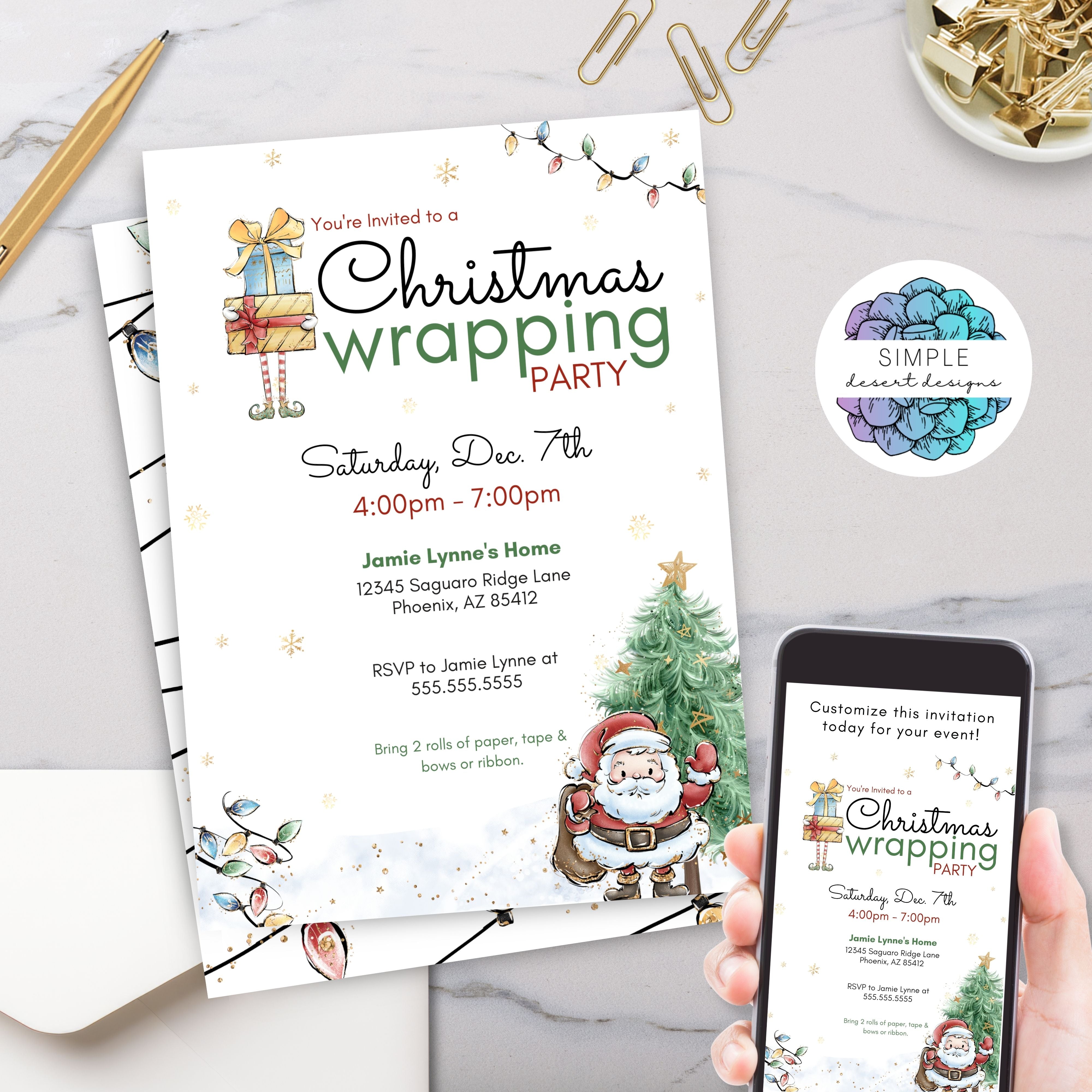 fun christmas wrapping party invitations for moms family party or charity event