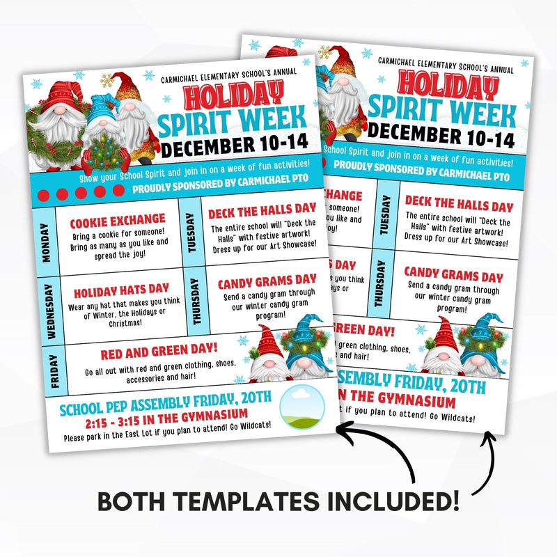 christmas fun spirit week template for school work