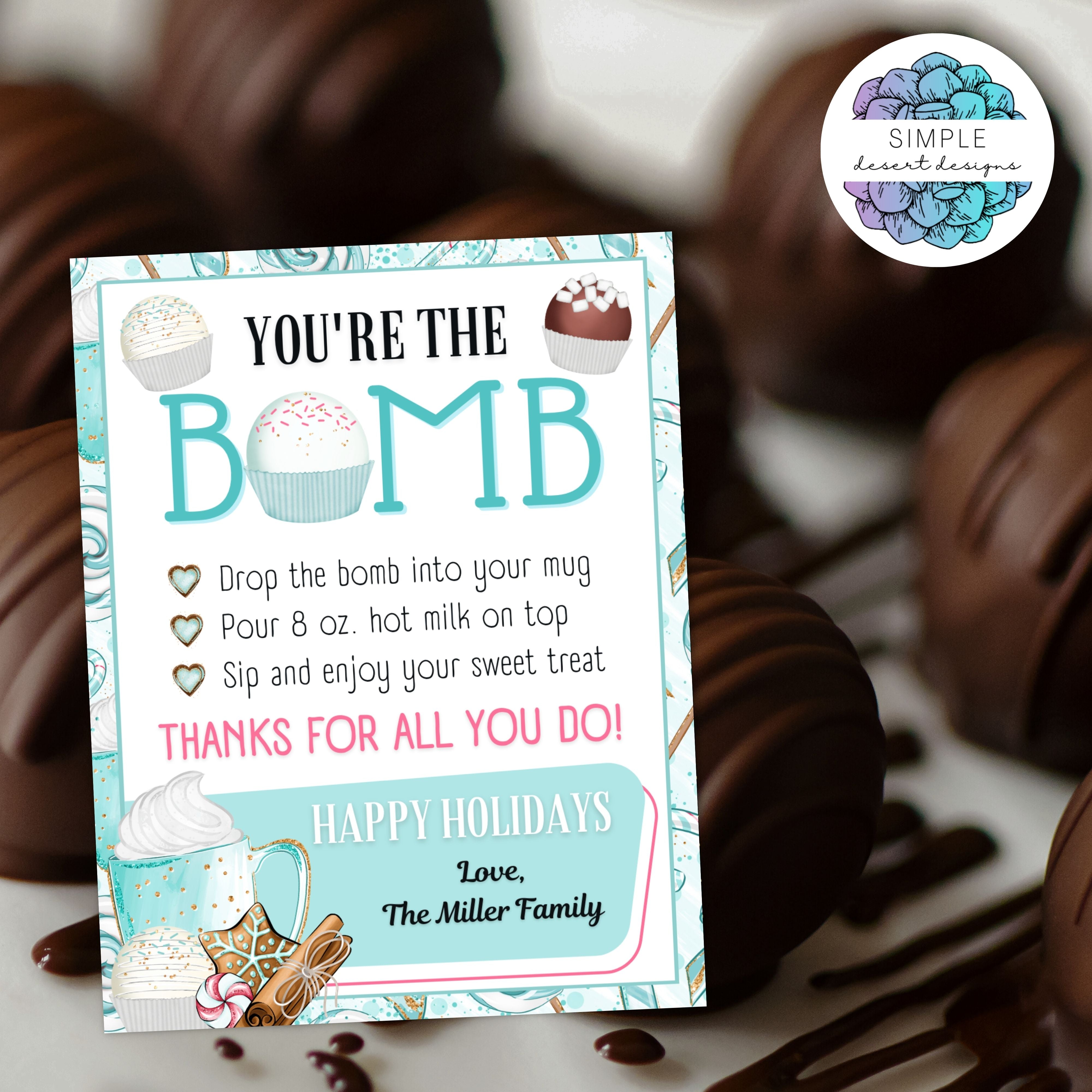 unique youre the bomb christmas hot chocolate cocoa bomb gift tags for teachers appreciation thank you gifts