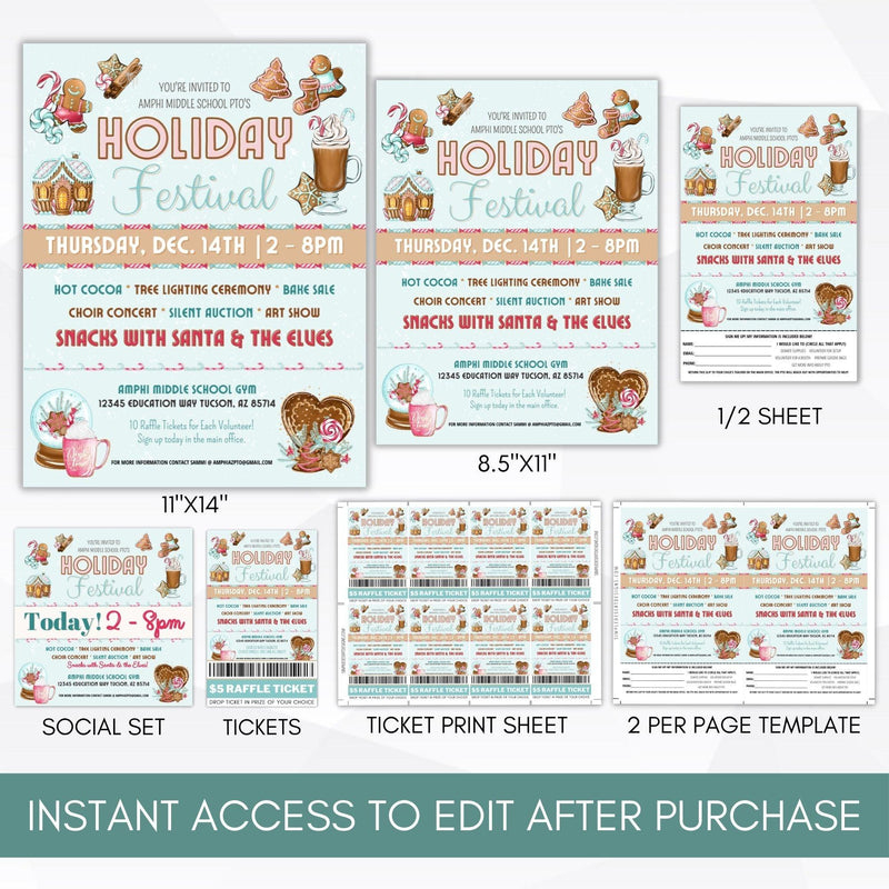 church christmas bazaar craft fair flyer sign template