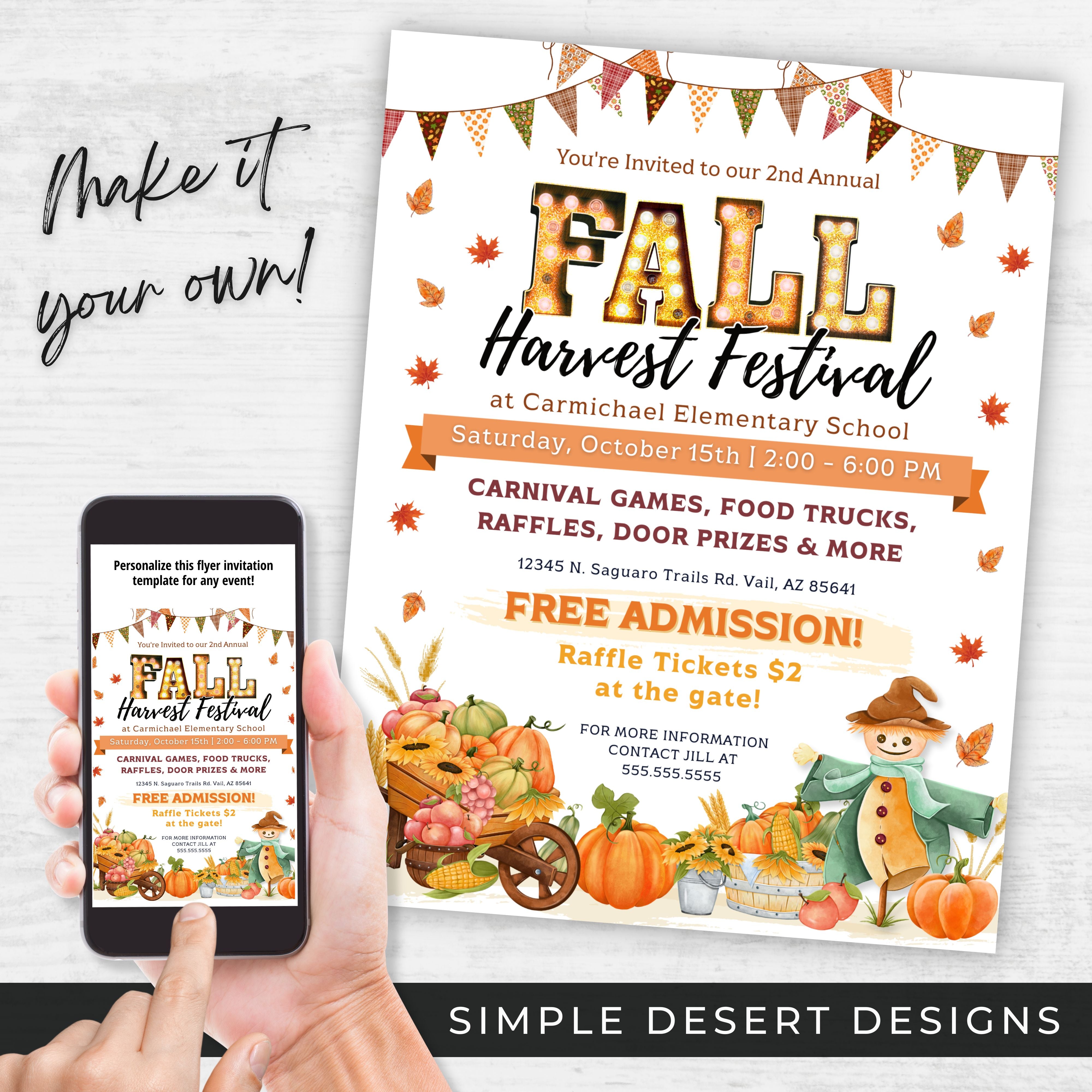 marquis light fall harvest festival flyers for school church or work fundraiser events
