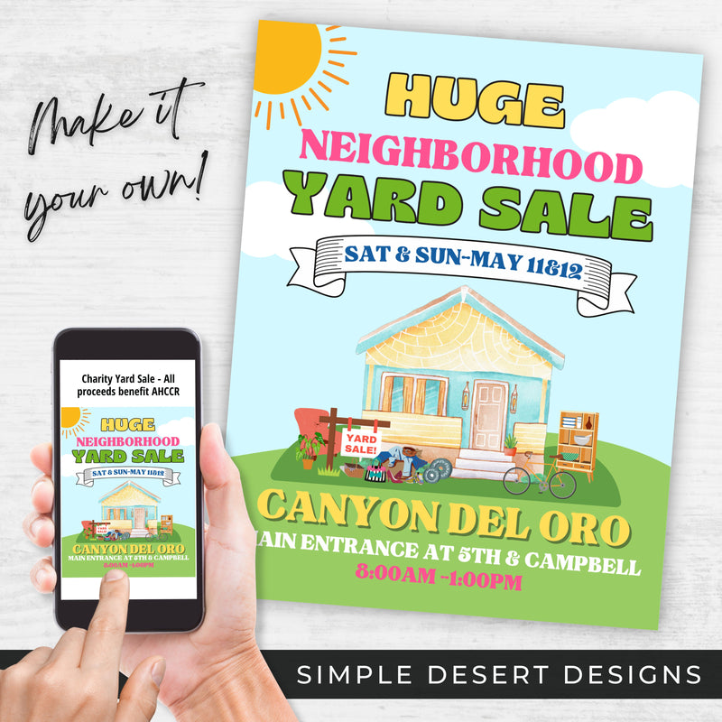 customizable community wide yard sale flyers for hoa or charity
