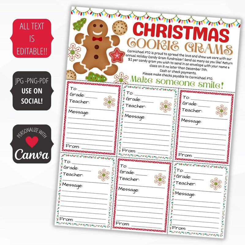 editable cookie grams fundraising sheet