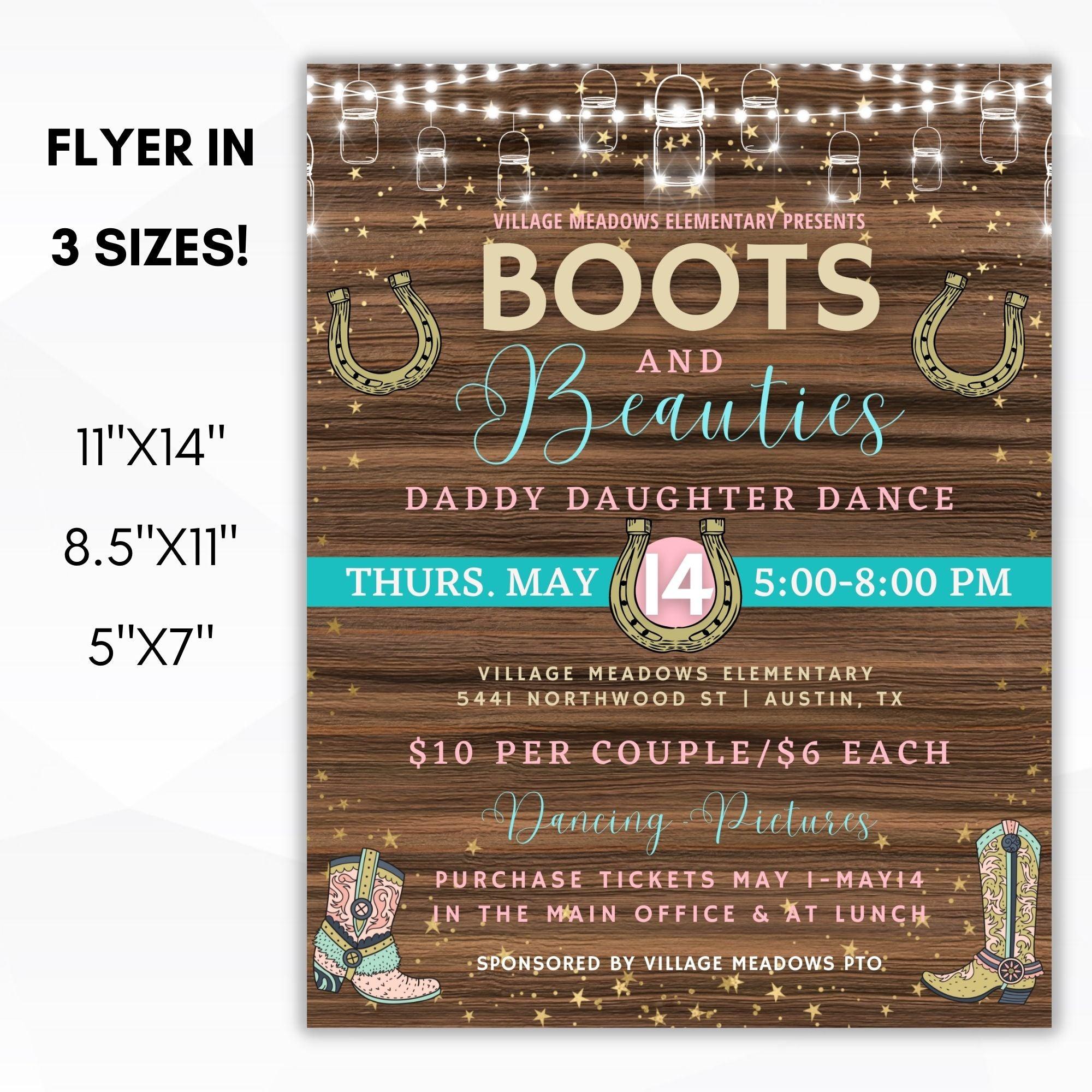 school pto fundraising ideas daddy daughter dance night flyer ticket set