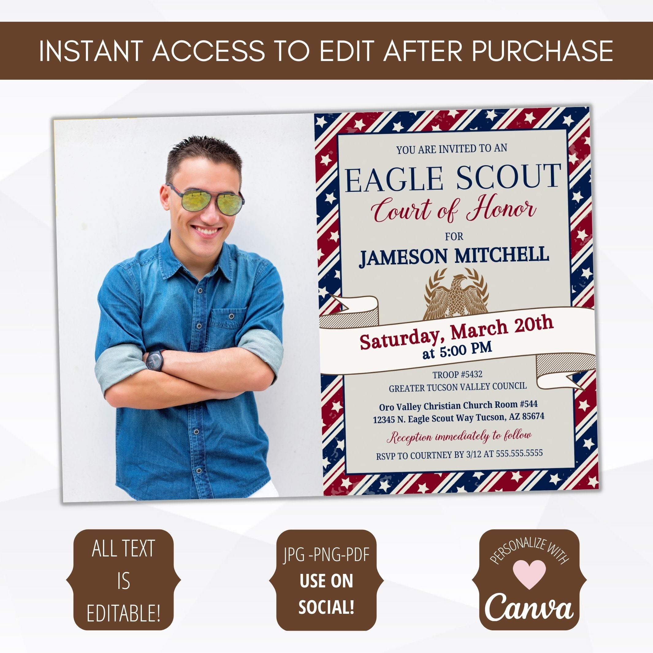 custom court of honor invitation for eagle scouts