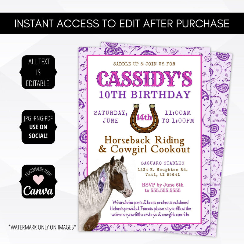 cowgirl invitations