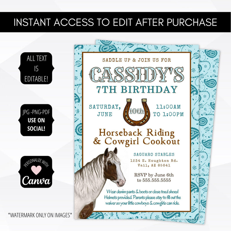 cowgirl invitations