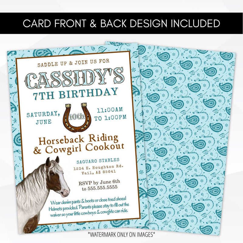 cowboy cowgirl birthday party invitations
