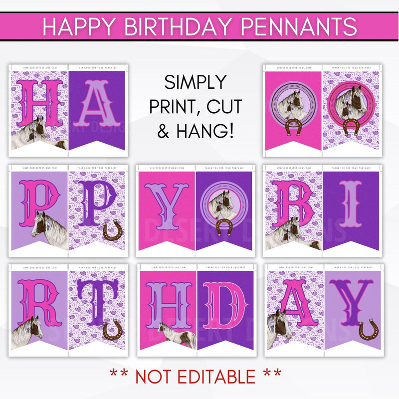 equestrian birthday party invitation suite