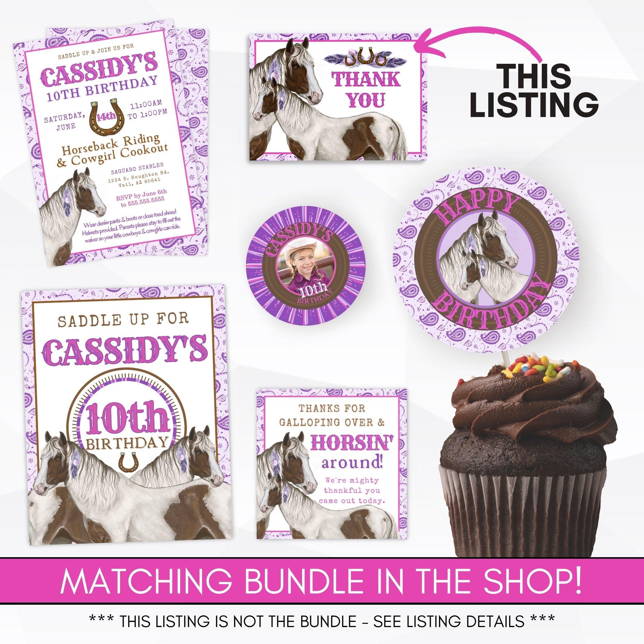 cowgirl theme birthday party invitations