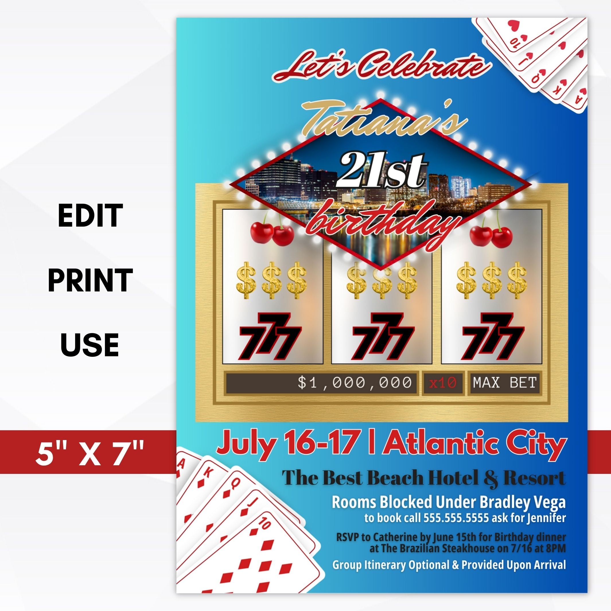 elegant casino theme gambling party invitations