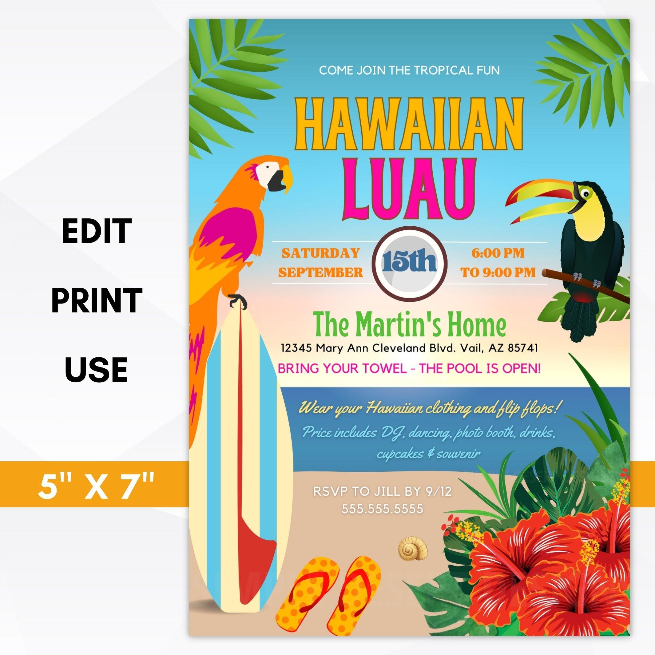 Customizable Luau Party Invite Template Simple Desert Designs