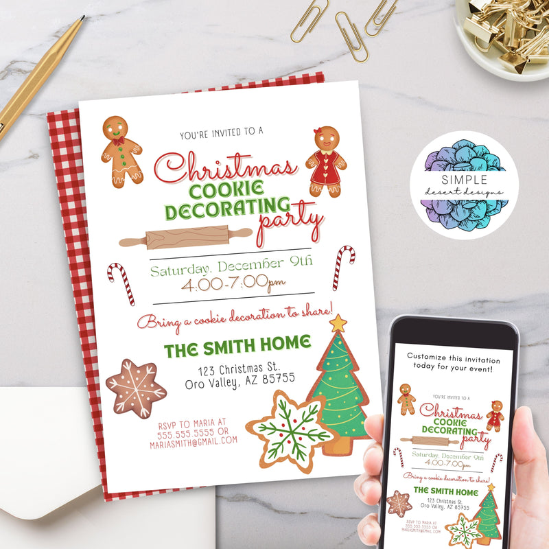 christmas cookie exchange decorating party invitations