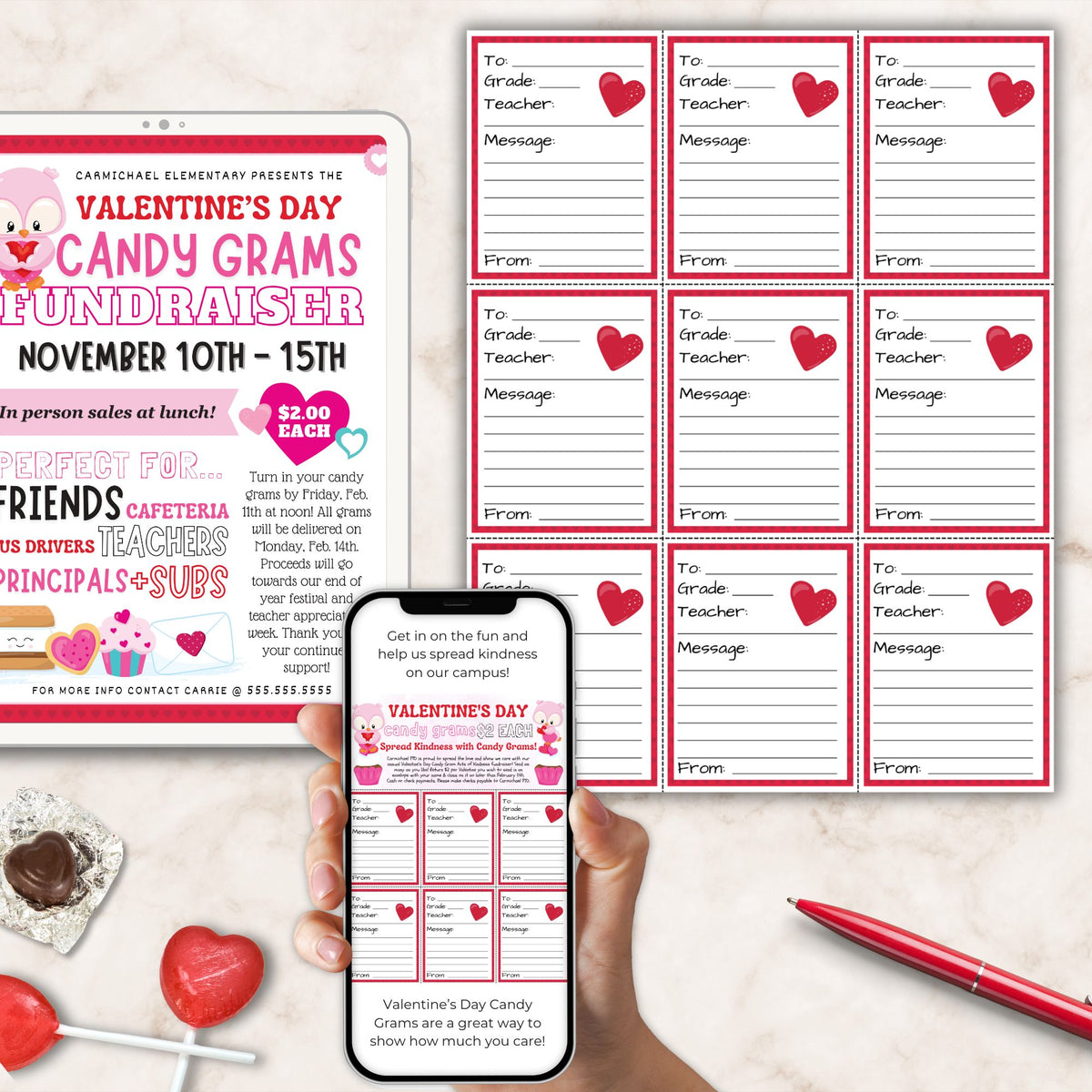 Valentine Candy Gram Fundraiser Flyer - Simple Desert Designs