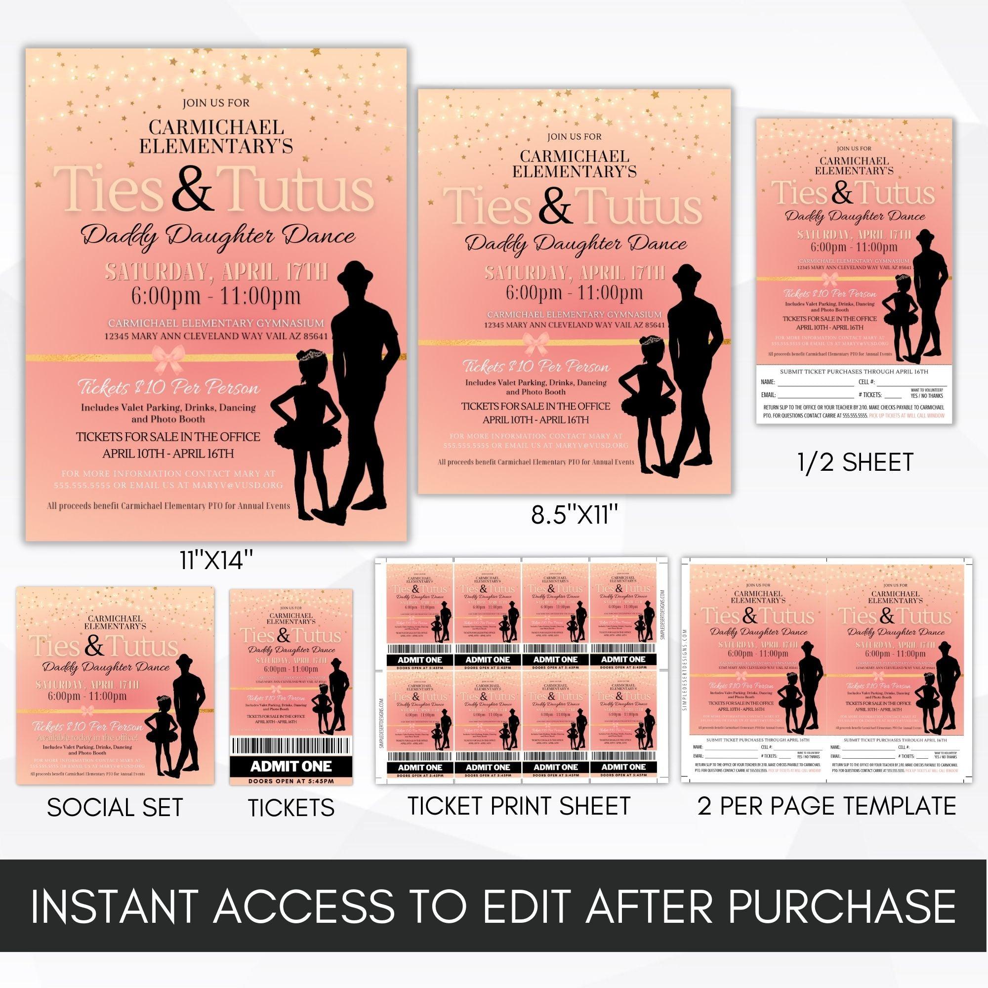 Daddy Daughter Dance Ties and Tutus Peach BUNDLE - Simple Desert Designs