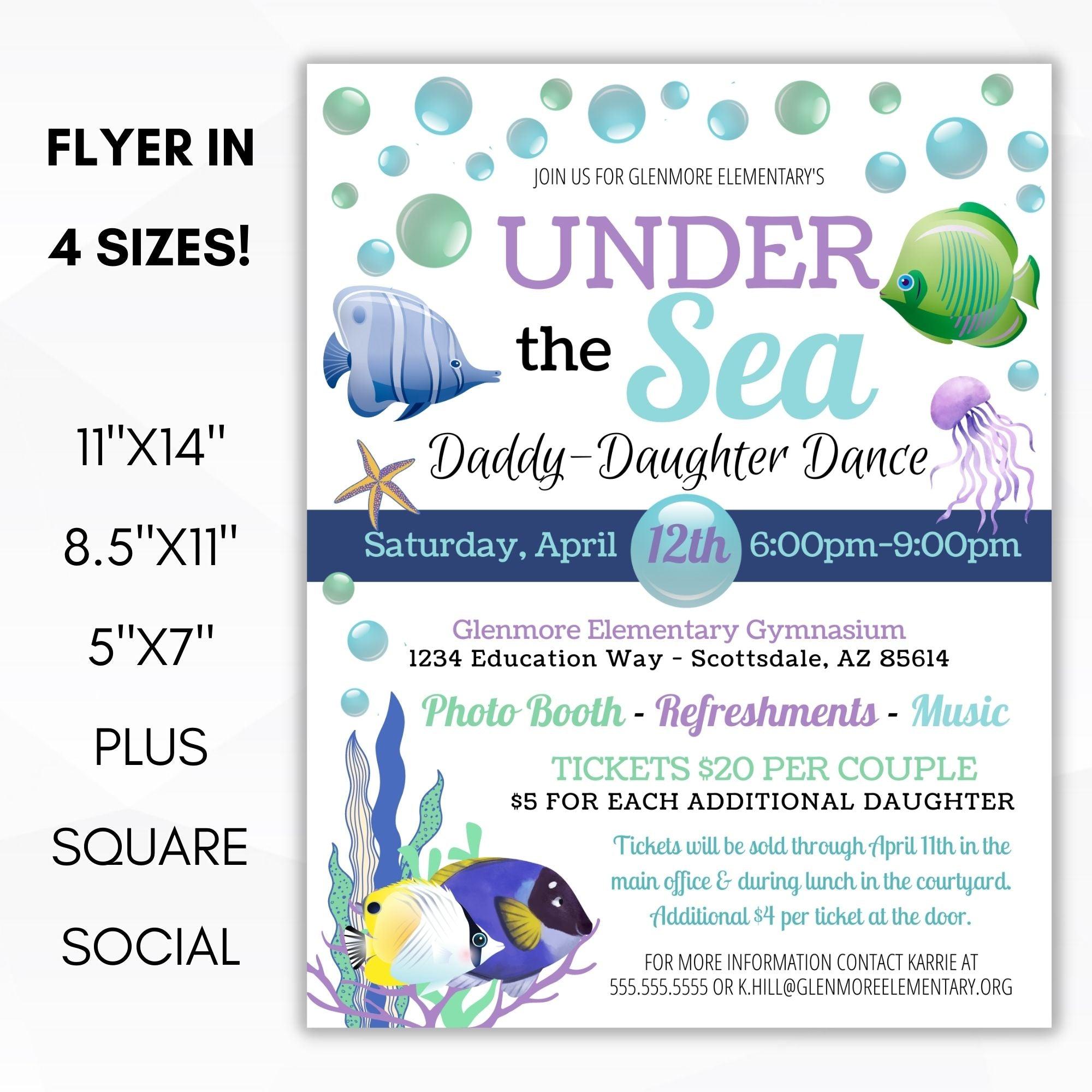 Underwater theme dance party invitation