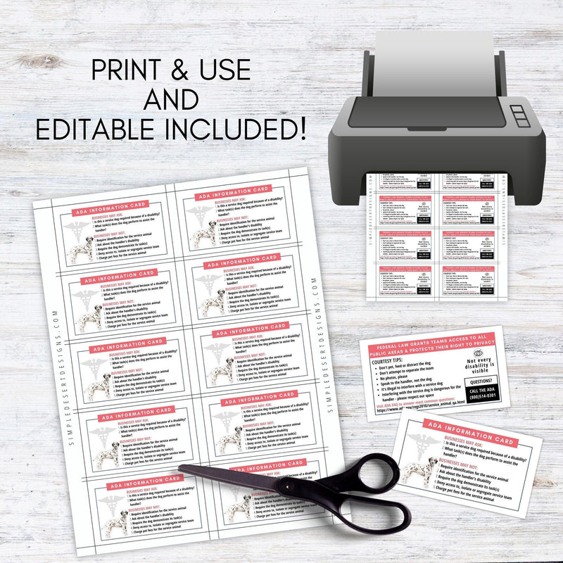editable custom printable ADA law cards